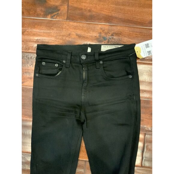 Rag & Bone "10 Inch Capri" Black Denim Skinny Jeans w/ Raw Cuffs, Size 25 - Picture 2 of 5